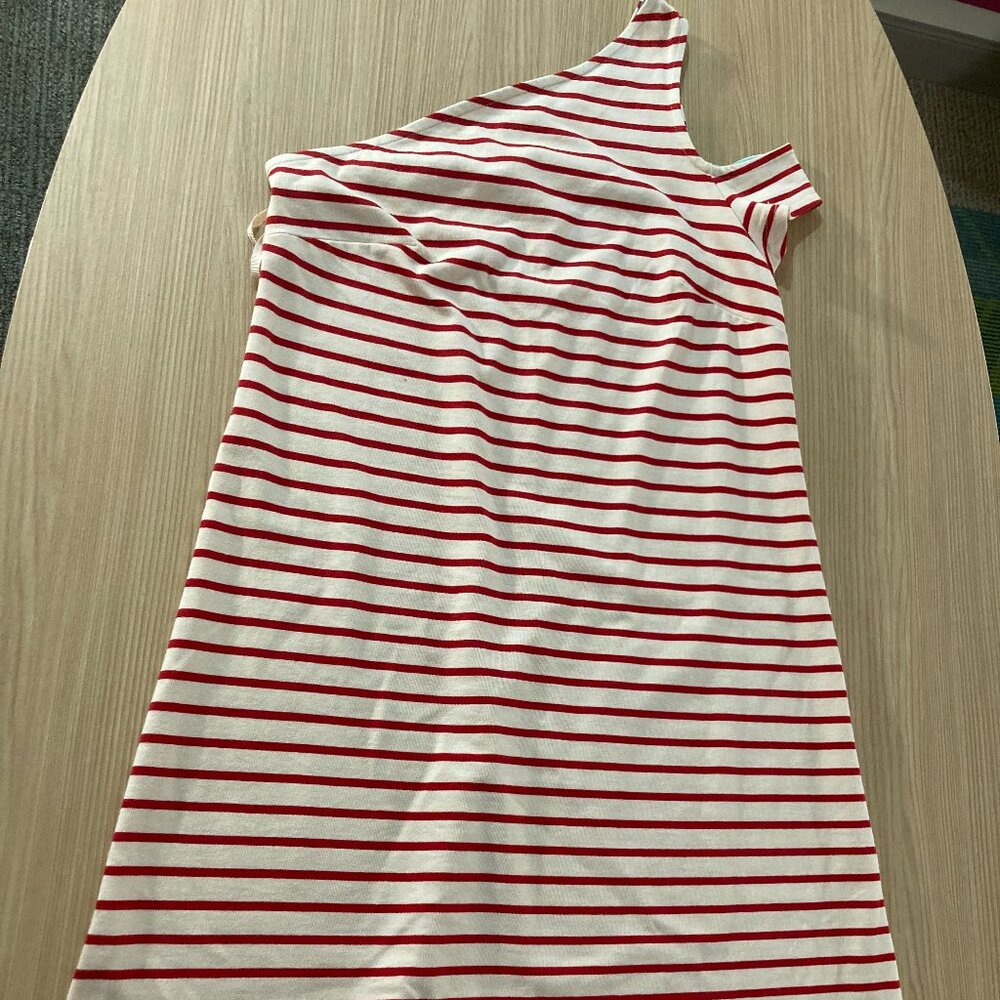 Maeve White and Red Striped Asymmetrical Dress XS Xtra Small NWT Anthropologie